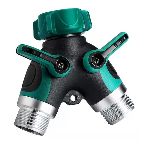 Bifurcador Grifo Y 2 Salidas Independientes Válvulas Control Regulable 3/4 Manguera Temporizador